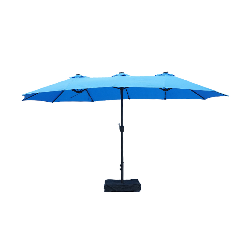 HTS-113 Blue Triple Area Outdoor Hand-Crank Umbrella